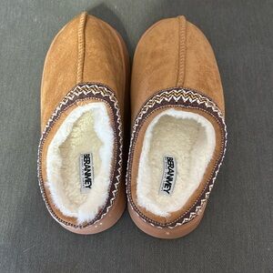 Brown Suede Slippers with Faux Fur Lining Indoor or Outdoor